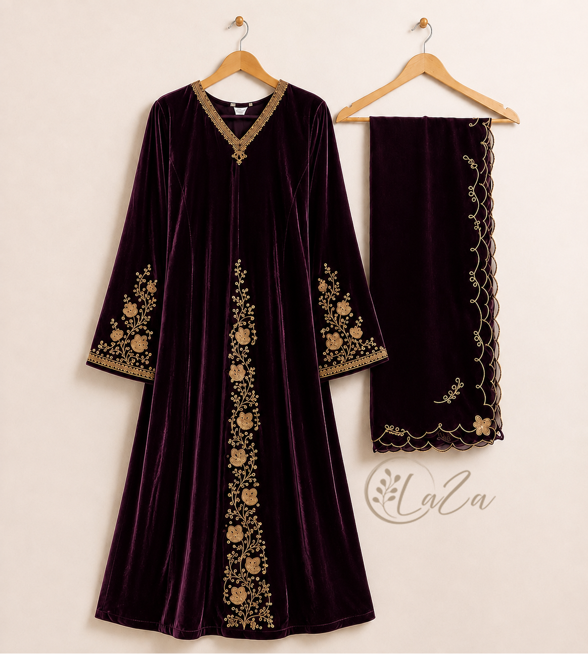 Velvet Kurti, Pant & Dupatta Set (3 Piece Set)