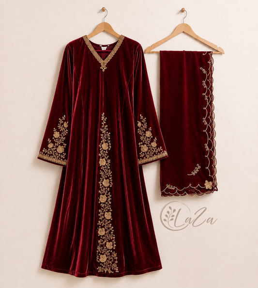 Velvet Kurti, Pant & Dupatta Set (3 Piece Set)