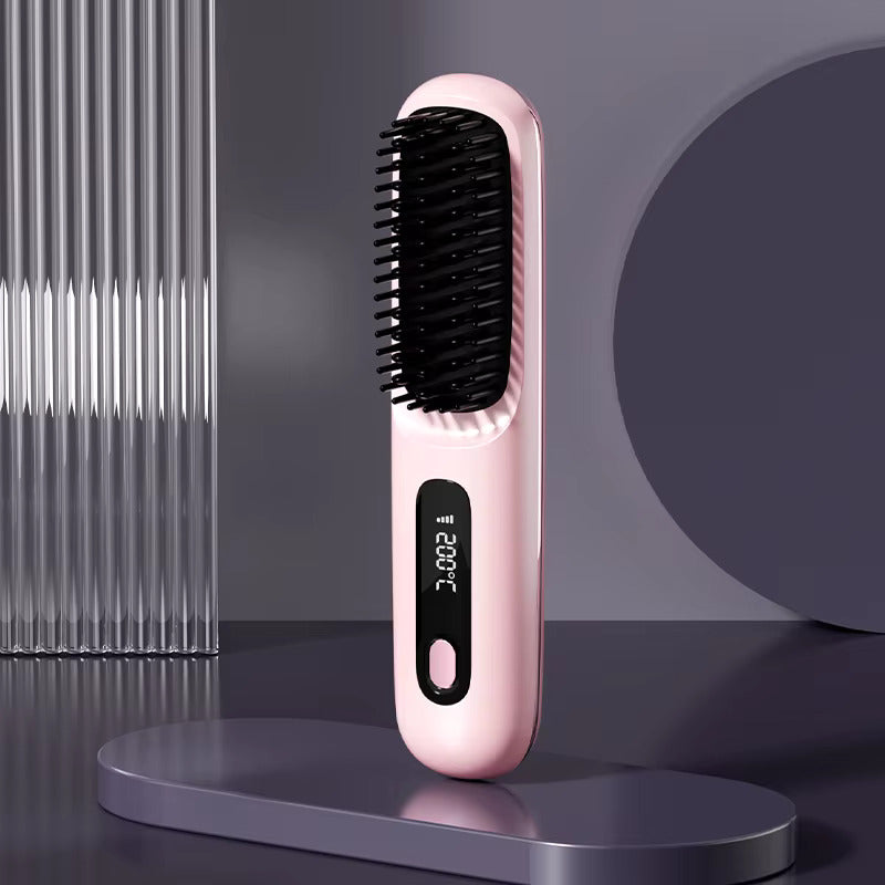 2-in-1 Cordless Hair Straightener Brush & Electric Styling Comb
