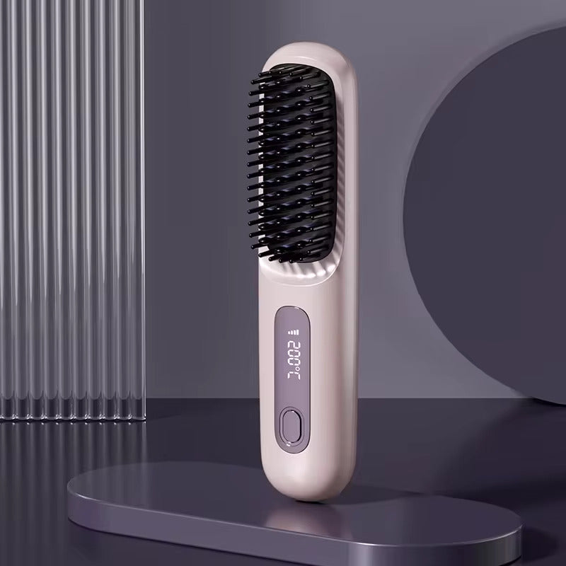 2-in-1 Cordless Hair Straightener Brush & Electric Styling Comb